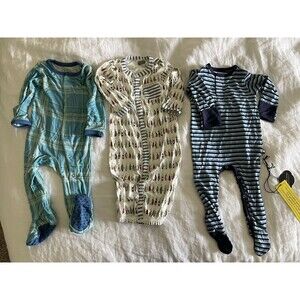 LOT OF 3 NEW BABY BOY SZ 0-3 3-6 6-12 MONTH ONE PIECE OUTFITS KOZI MUDPIE BAMBOO